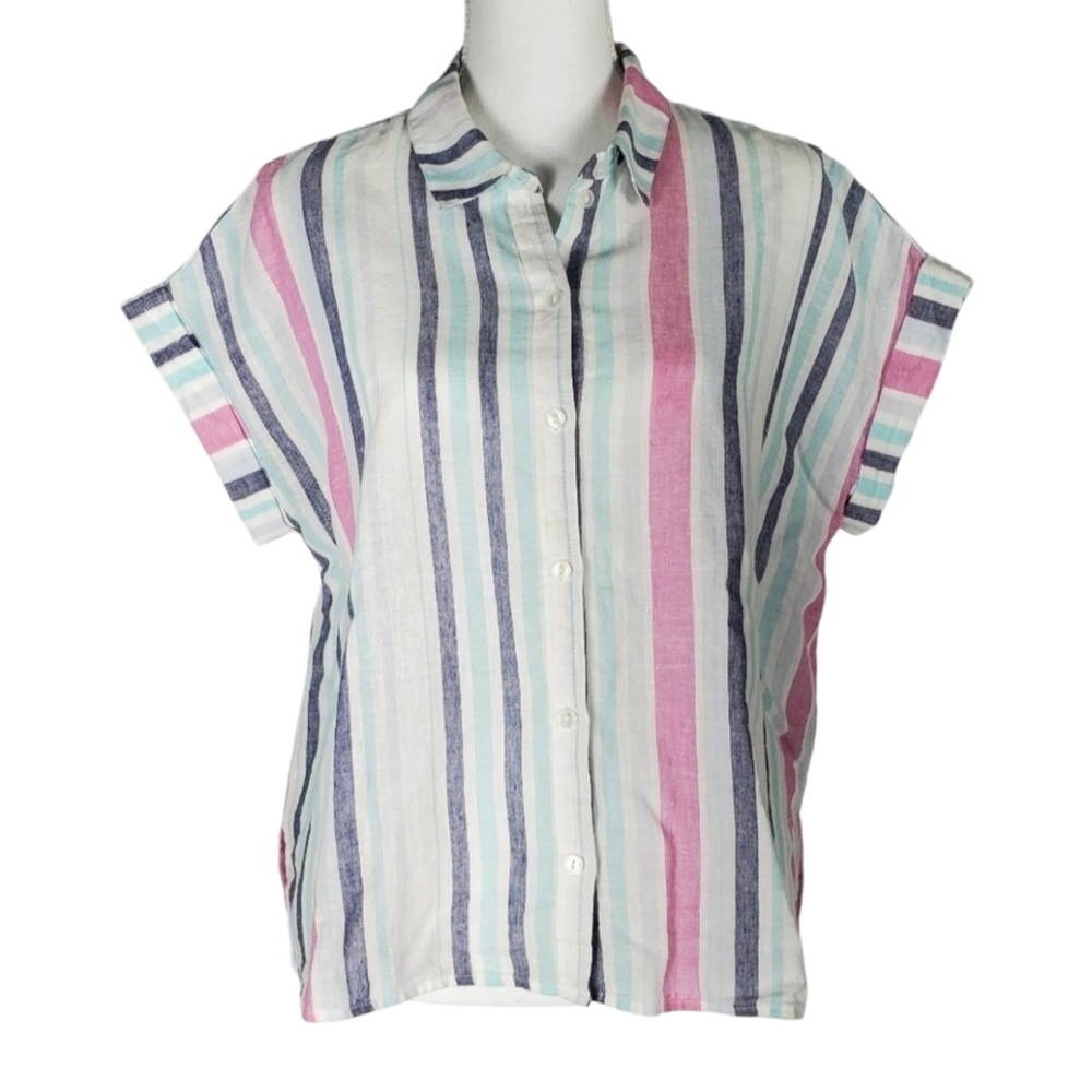 Sanctuary M Striped Button Up Boxy Shirt